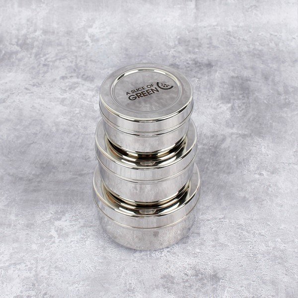 Set de 3 recipientes de acero...