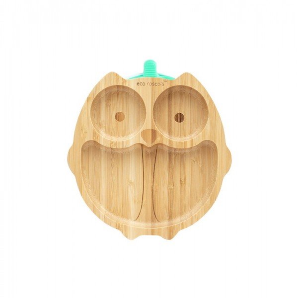 Plato de bambú buho