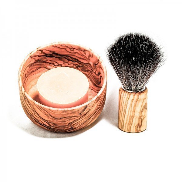 Brocha de afeitado de madera de olivo