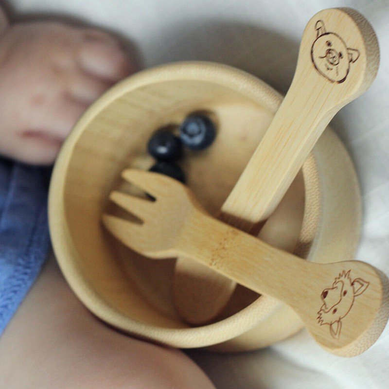 Cuchara y tenedor para niño 18M+