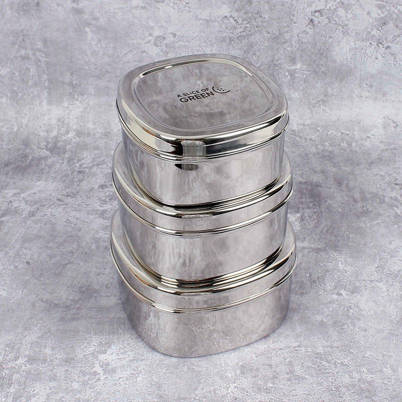 Set de 3 recipientes de acero inoxidable Bankura