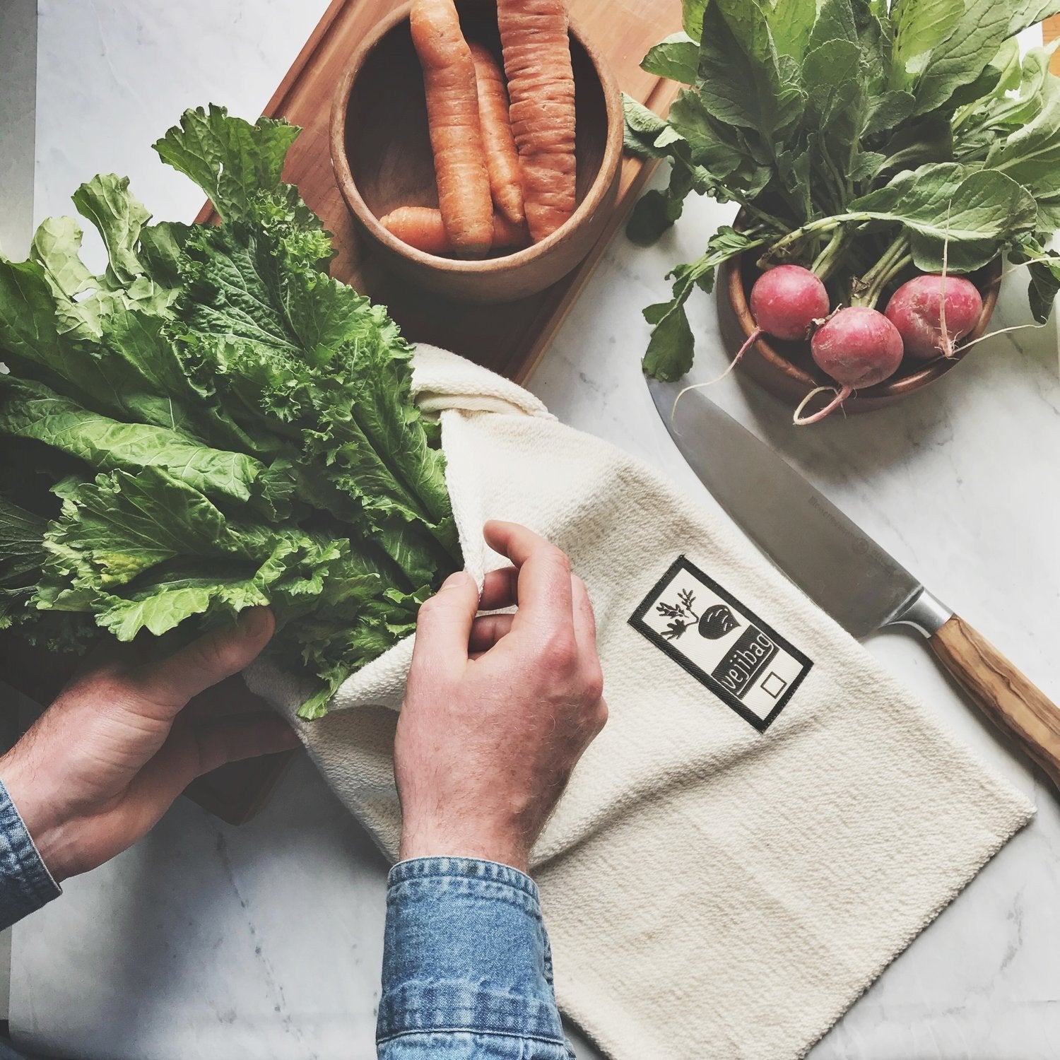 Vejibag bolsa de algodón para conservar vegetales grande