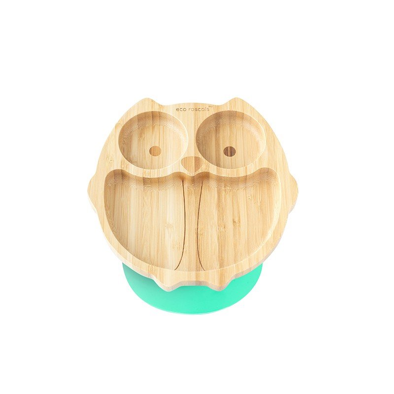 Plato de bambú buho